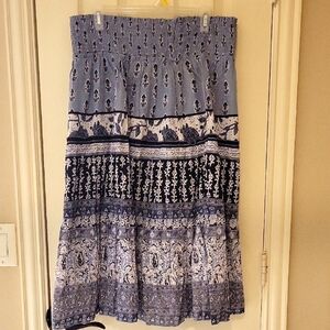 Bohemian Light Blue and Black Skirt NWT